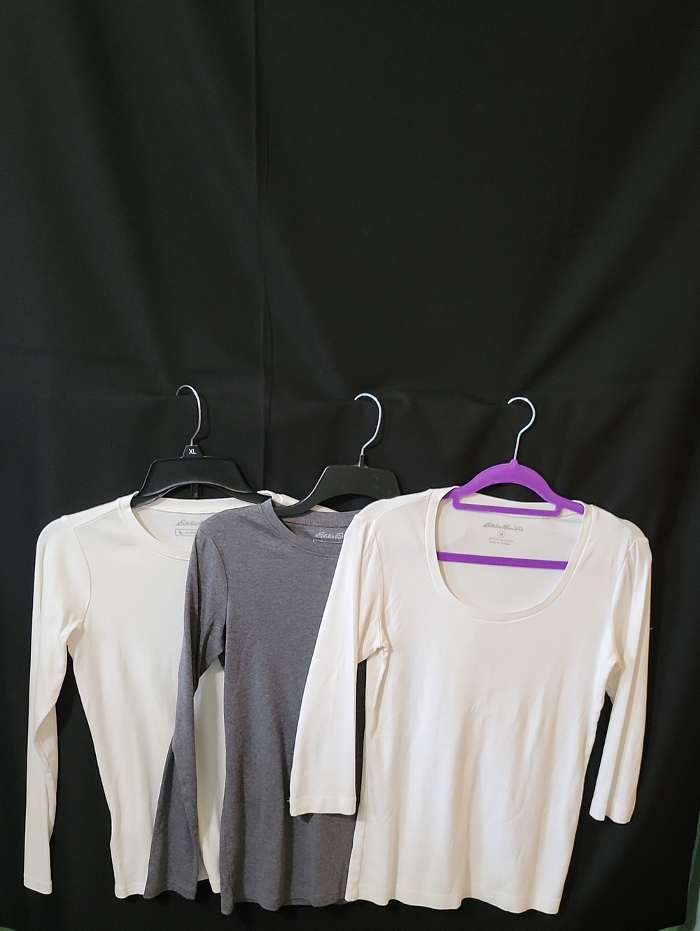 Eddie Bauer Women's Off White, Gray & White Tops, 2 Size M & 1 Size S